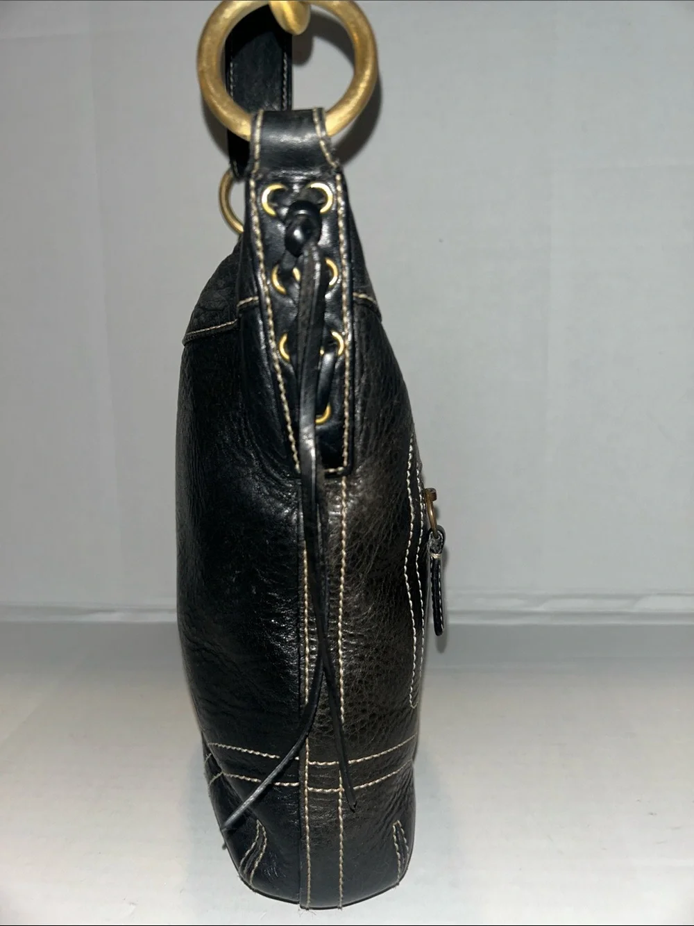 COACH Vintage Bleecker Black Pebble Leather Shoulder Crossbody Bag 10398